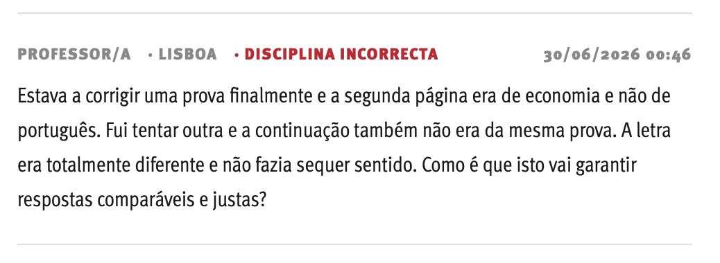 Problemas com correção dos exames nacionais em 2026
