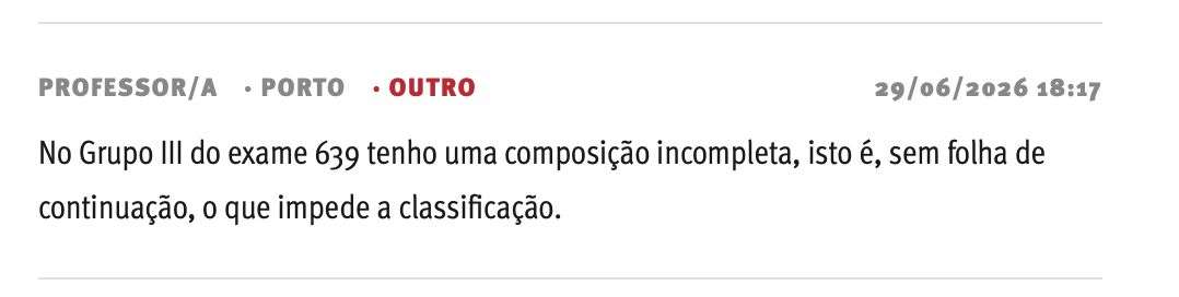 Problemas com correção dos exames nacionais em 2026