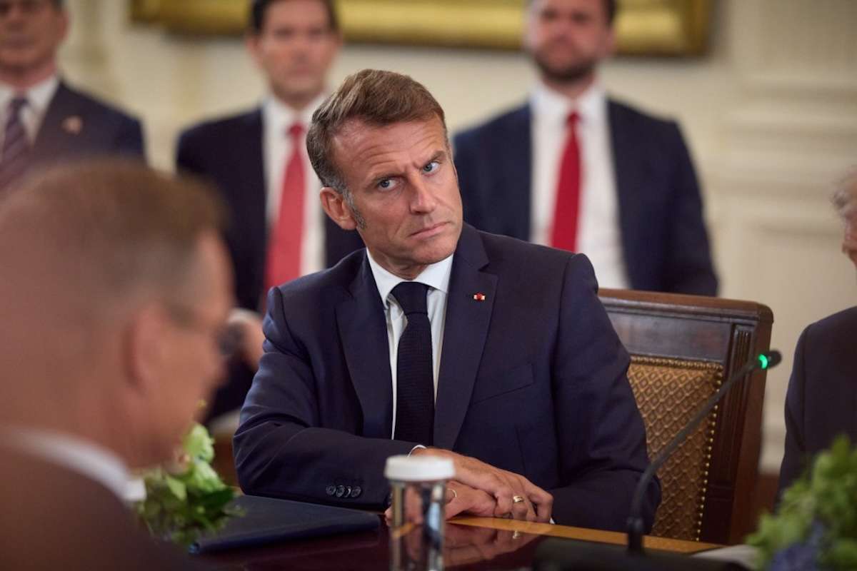 Emmanuel Macron, Presidente de França. Visita de Zelensky à Casa Branca, 18 de agosto de 2025