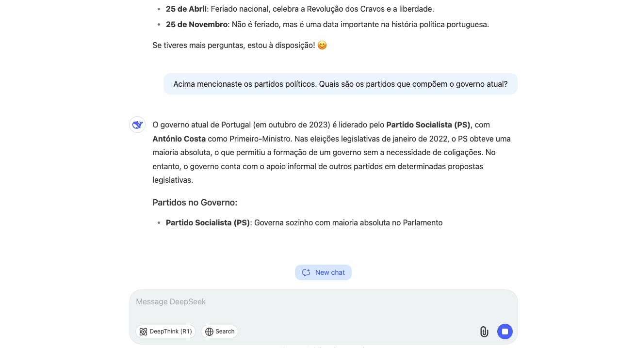 DeepSeek confuso sobre PM português