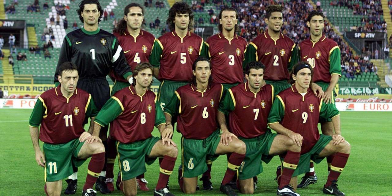 Em cima: Vítor Baía, Paulo Madeira, Fernando Couto, Dimas, Abel Xavier e Rui Costa; em baixo: Paulo Bento, João Vieira Pinto, Paulo Sousa, Luís Figo e Ricardo Sá Pinto