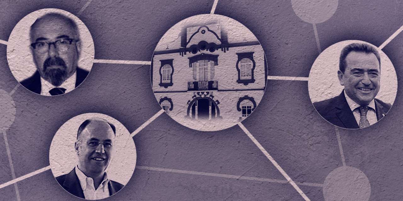 José Calixto, José Robalo e José Ramalho estão no olho do furacão devido à morte de 18 utentes do lar de Reguengos. Ilustração: ANA MARTINGO/OBSERVADOR