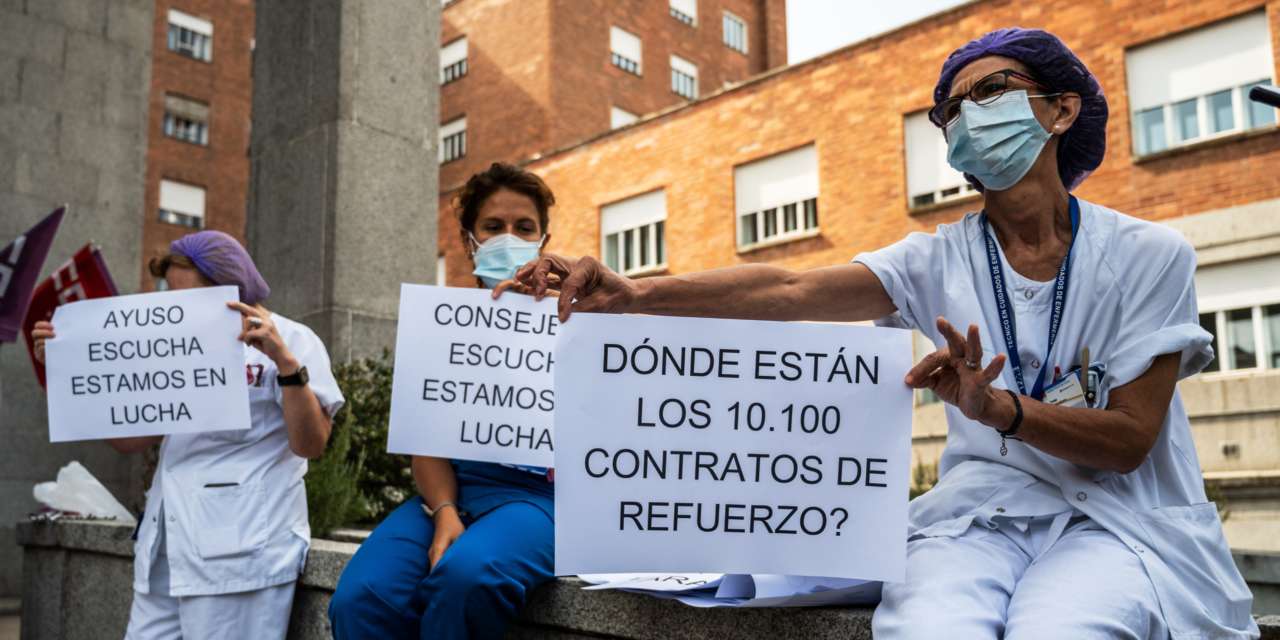 Os profissionais de saúde na região de Madrid queixam-se que não houve reforço das equipas para fazer face às exigências da pandemia
