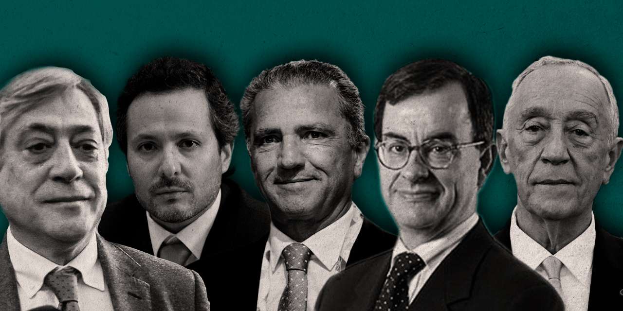 António Mendonça, ex-ministro das Obras Públicas, Carlos Costa Pina, ex-secretário de Estado do Tesouro, José Tavares, presidente do Tribunal de Contas, Guilherme Oliveira Martins, ex-líder do Tribunal, e o Presidente Marcelo Rebelo de Sousa
