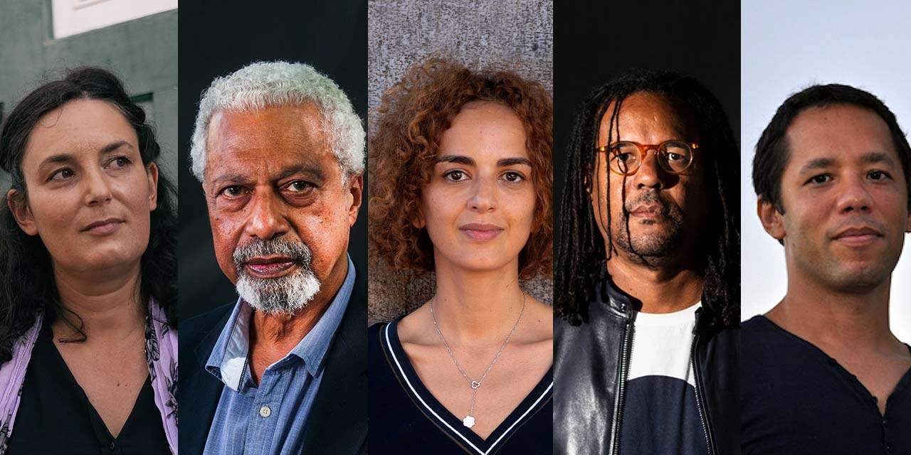 Da esquerda para a direita: Cláudia Andrade, Abdulrazak Gurnah, Leïla Slimani, Colson Whitehead e Itamar Vieira Júnior