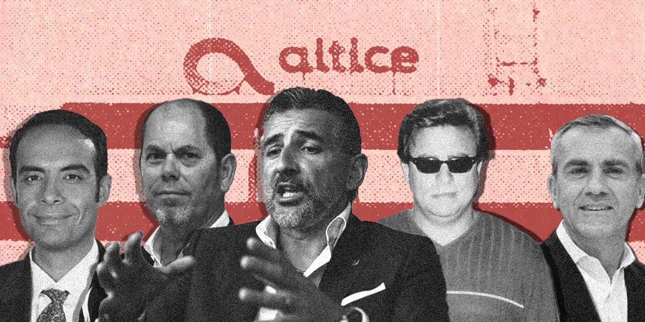 (da esquerda para a direita) Hakim Boubazine (ex-presidente da Altice Estados Unidos), Armando Pereira (fundador da Altice), Alexandre Fonseca (co-CEO da Altice Groupe e chairman da Altice Portugal), Hernâni Antunes (sócio de Armando Pereira) e Olivier Sansane (ex-diretor da Altice)