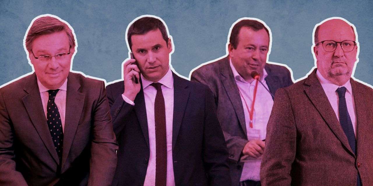 (da esquerda para a direita) O advogado Diogo Lacerda Machado, o ministro João Galamba, o chefe de gabinete Vítor Escária e o ex-ministro João Matos Fernandes