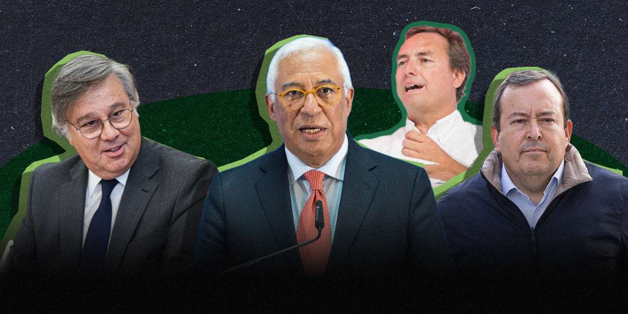 (da esquerda para a direita) O advogado Diogo Lacerda Machado, o ex-primeiro-ministro António Costa, o advogado João Tiago Silveira e Vítor Escária, ex-chefe de gabinete de António Costa