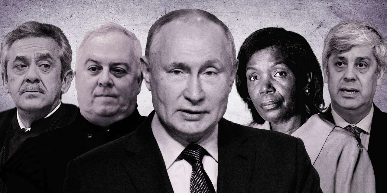 Procurador Rosário Teixeira, procurador Albano Pinto (diretor do DCIAP), Vladimir Putin, Francisca Van Dunem e Mário Centeno