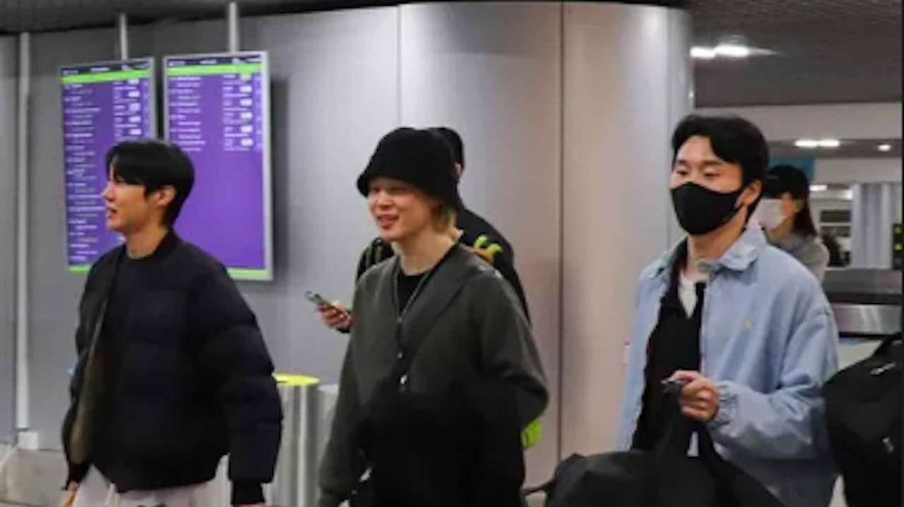 BTS no aeroporto de Lisboa 3 de fevereiro de 2026