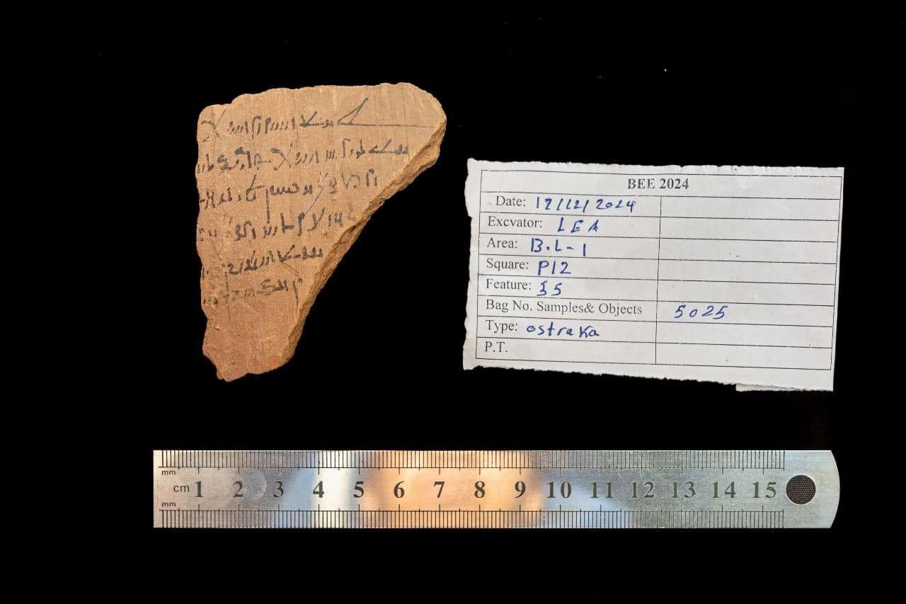 Óstracos com inscrições descobertos em 2025 em Sohag no Egipto