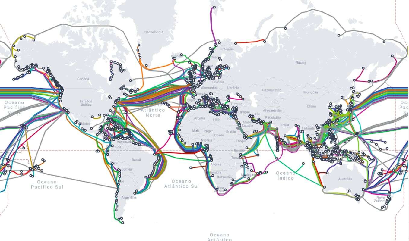 Mapa mundial de cabos submarinos