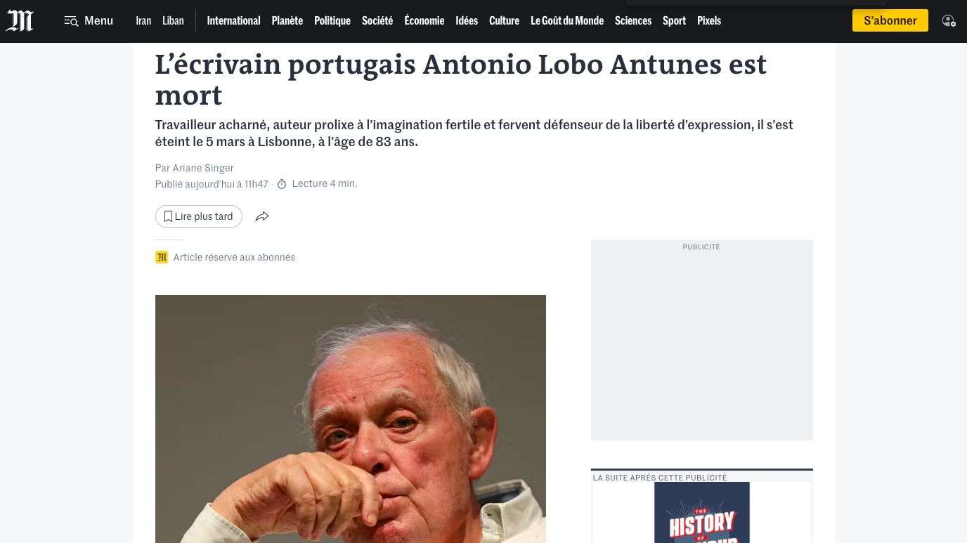 Le Monde morte António Lobo Antunes