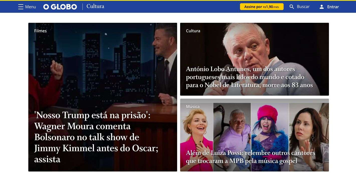 O Globo morte de António Lobo Antunes