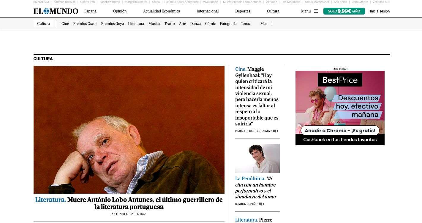 El Mundo morte António Lobo Antunes