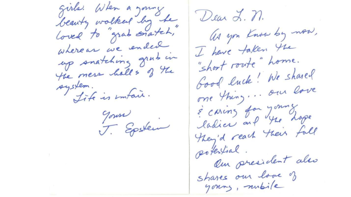 Carta de Epstein a Larry Nassar
