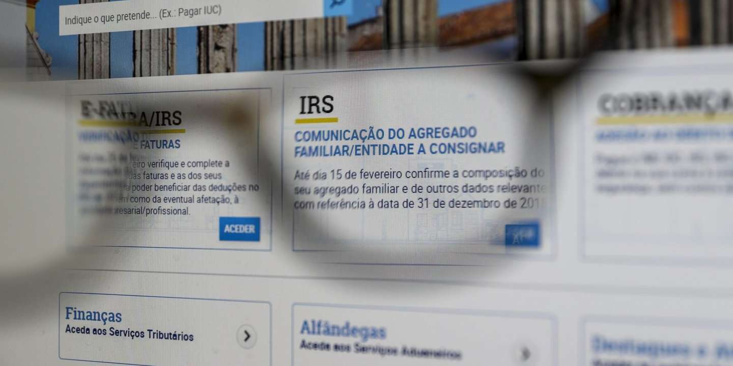 Imagem do Site das Finanças, declarações de IRS