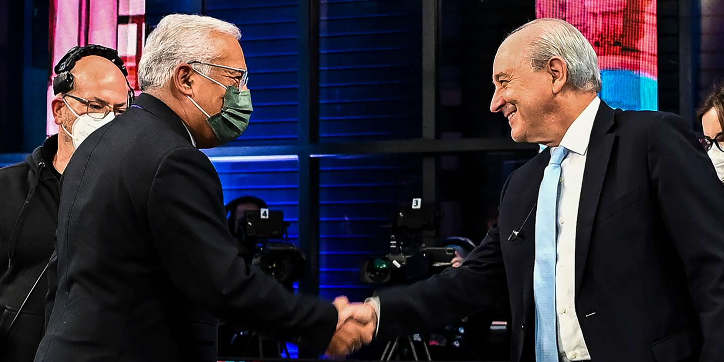 Debate televisivo entre António Costa, candidato pelo Partido Socialista (PS), e Rui Rio, candidato pelo Partido Social Democrata (PSD). As eleições legislativas realizam-se no próximo dia 30 de janeiro de 2022. Lisboa, 13 de janeiro de 2022. PEDRO PINA/RTP/OBSERVADOR