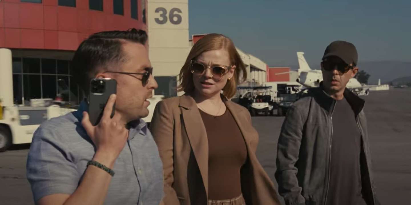 Roman (Kieran Culkin), Shiv (Sarah Snook) e Kendal (Jeremy Strong): os irmãos Roy na frente da corrida para a sucessão do monstruoso patriarca. Ou será que não é bem assim?
