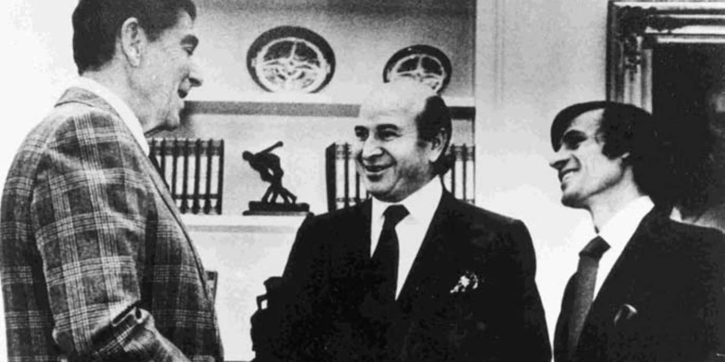 João Rocha, aqui com Carlos Lopes numa receção do presidente dos EUA, Ronald Reagan, na Casa Branca, é ainda hoje o presidente com maior longevidade no Sporting