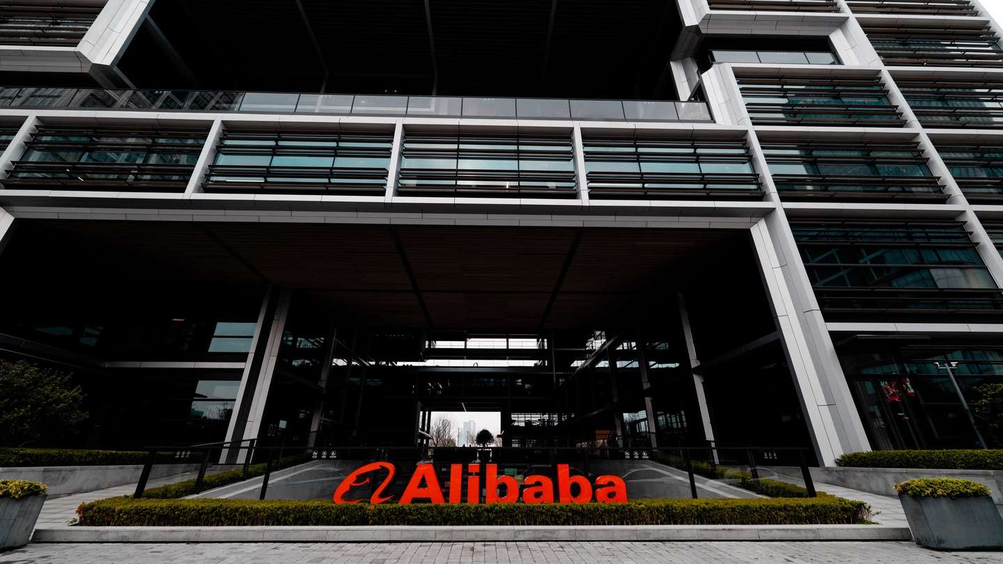 epa12832573 Alibaba logo stands on their building in Xuhuibinjiiang Park, also known as 'AI Park,' home to many Chinese companies involved in AI (artificial intelligence) research, in Shanghai, China, 19 March 2026.  EPA/ALEX PLAVEVSKI