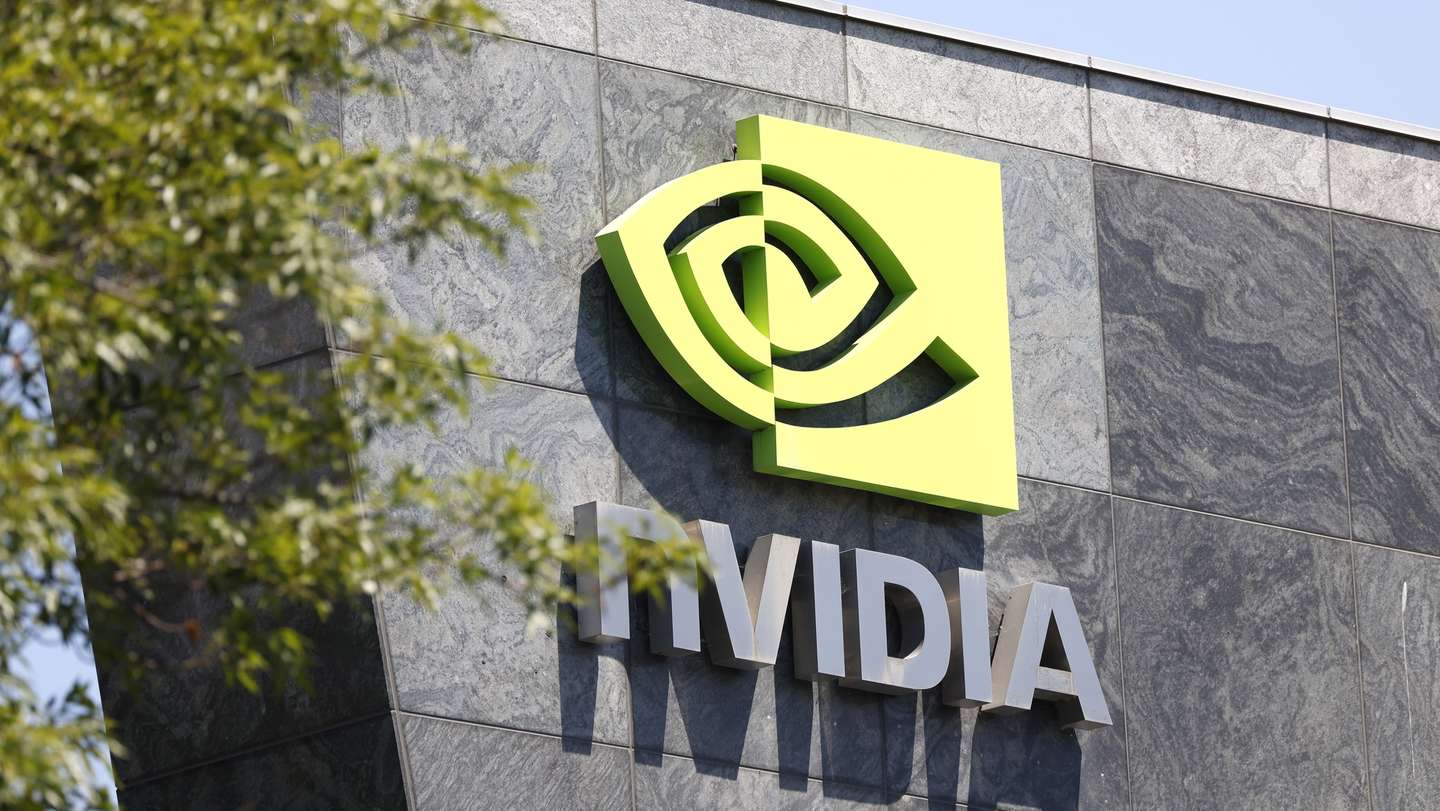 epa12232737 Exterior view and signage at Nvidia Corporation headquarters campus in Santa Clara, California, USA, 11 July 2025. Nvidia becomes the world’s first four trillion dollar company.  EPA/JOHN G. MABANGLO