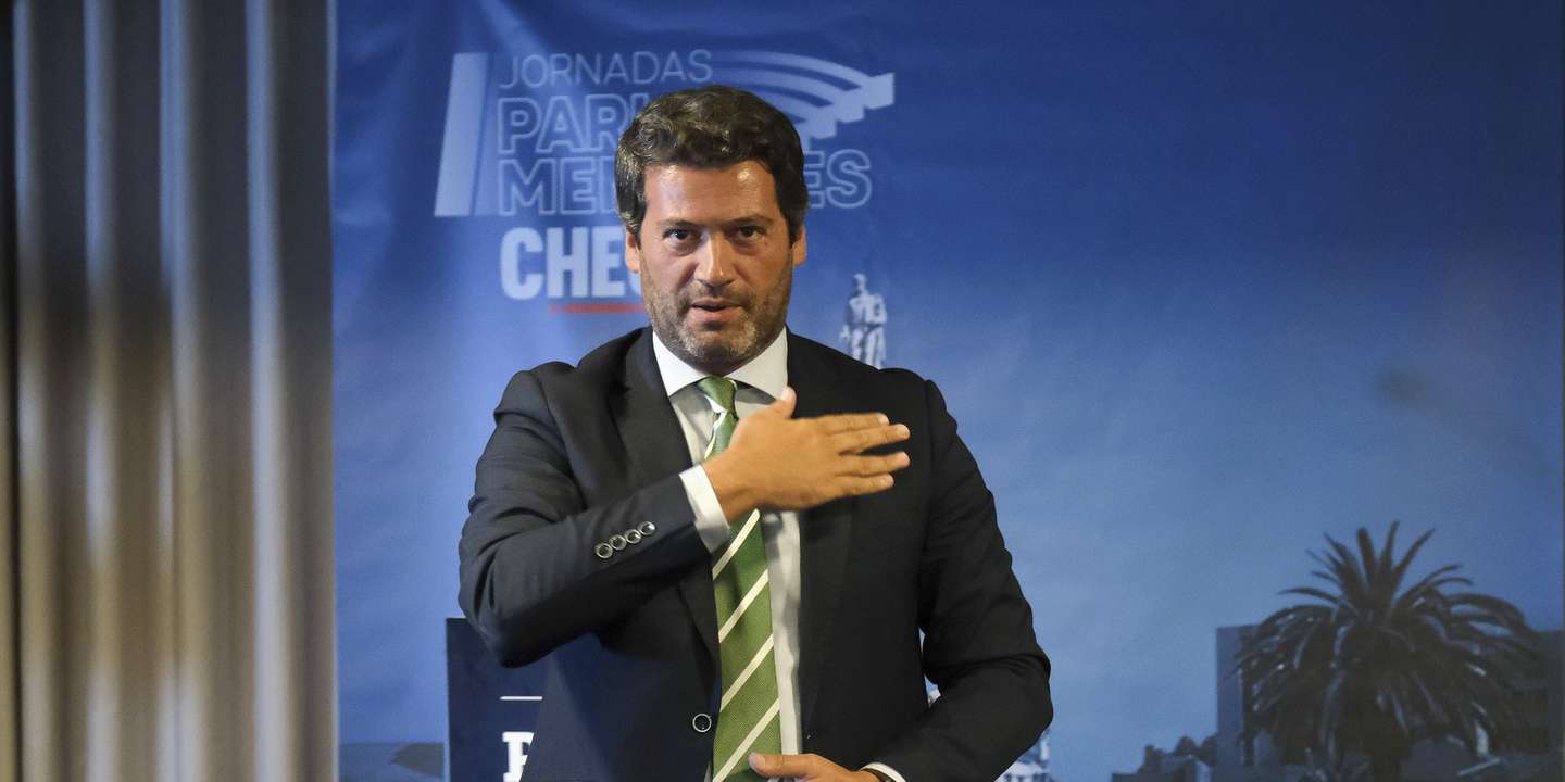 O presidente do CHEGA, André Ventura, na sessão de encerramento das jornadas parlamentares do partido. Setúbal, 12 de Setembro de 2022. RUI MINDERICO/LUSA