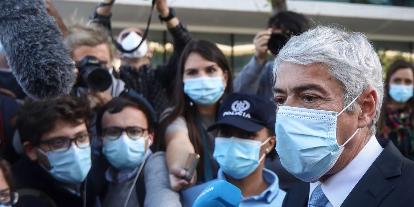epa09125082 The defendant and former Prime Minister Jose Socrates talks to the press after the reading of the instructional decision of the high-profile corruption case known as Operation Marques, at the Justice Campus in Lisbon, Portugal, 09 April 2021. Operation Marques has 28 defendants - 19 people and 9 companies - including former Prime Minister Jose Socrates, banker Ricardo Salgado, businessman and friend of Socrates Carlos Santos Silva, and senior executives of Portugal Telecom, and is related to crimes of active and passive corruption, money laundering, document forgery, and tax fraud.  EPA/ANTONIO COTRIM