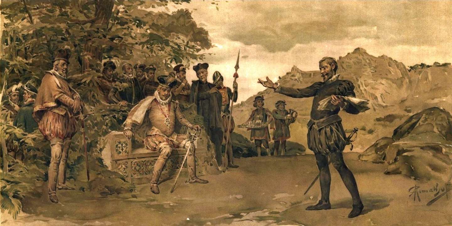 Pintura de António Ramalho: Camões lê "Os Lusíadas" a D. Sebastião