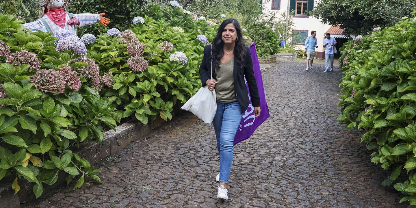 A porta-voz do PAN (Partido Pessoas-Animais-Natureza), Inês de Sousa Real, participa numa ação de campanha eleitoral para as eleições legislativas da Madeira, na Quinta Pedagógica dos Prazeres, na Calheta, Madeira, 11 de setembro de 2023. As legislativas da Madeira decorrem em 24 de setembro, com 13 candidaturas a disputar os 47 lugares no parlamento regional, num círculo eleitoral único. PAULO NOVAIS/LUSA