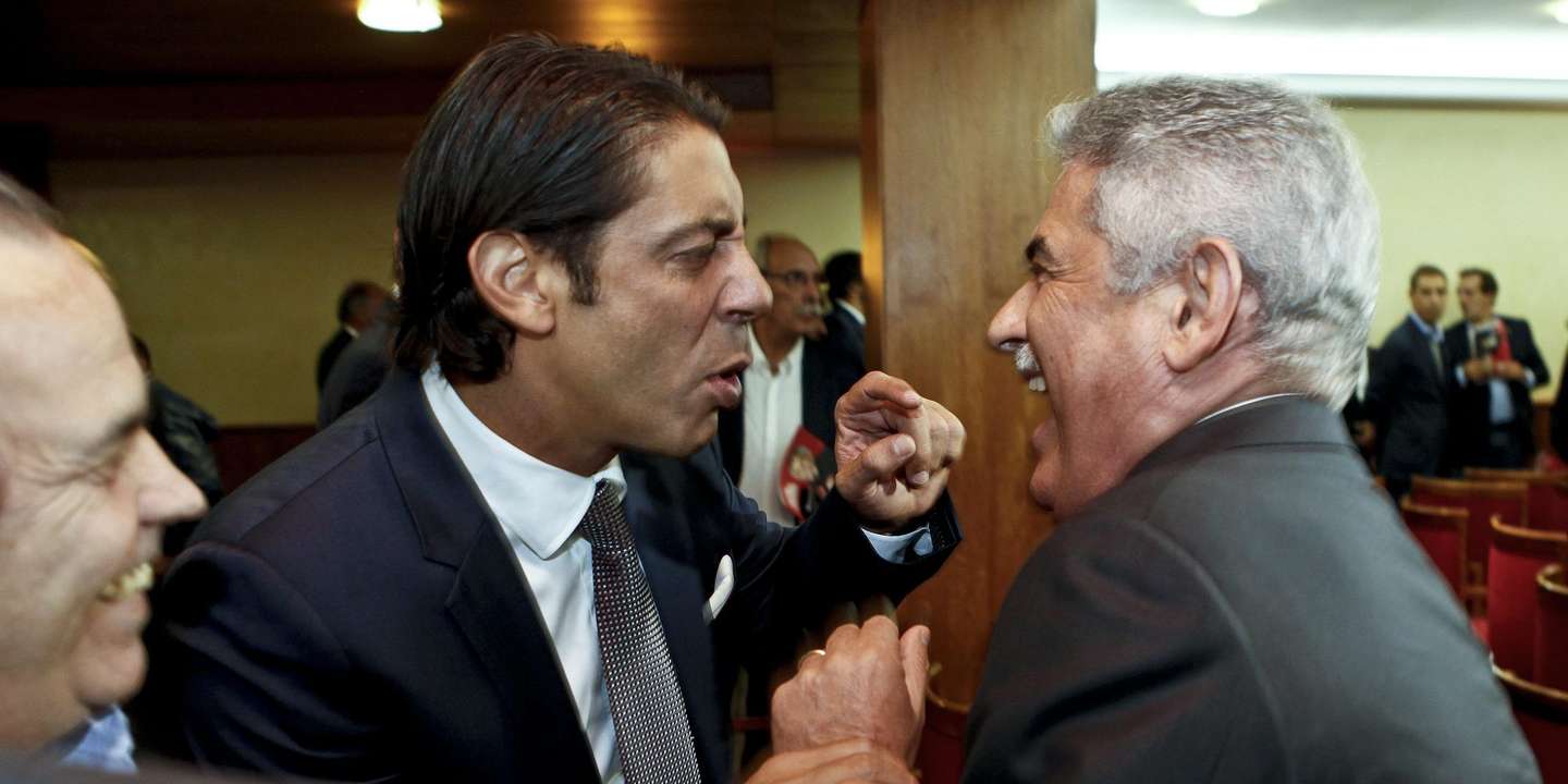 Rui Costa e Luís Filipe Vieira em outubro de 2016 durante a apresentação da recandidatura de Vieira à liderança do Benfica