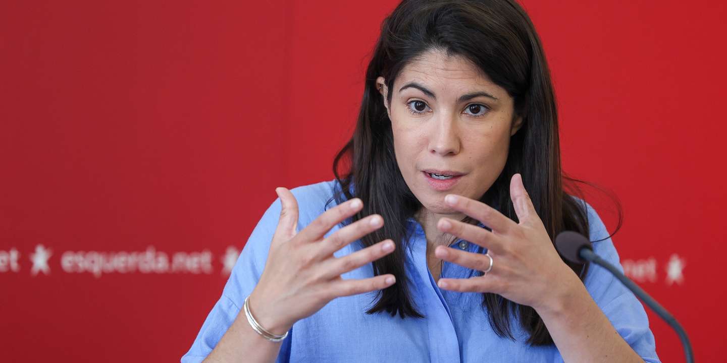 A coordenadora Nacional do Bloco de Esquerda (BE), Mariana Mortágua, fala aos jornalistas para apresentar as conclusões da reunião da Mesa Nacional Bloco de Esquerda, em Lisboa 23 de junho de 2024. ANTÓNIO COTRIM/LUSA