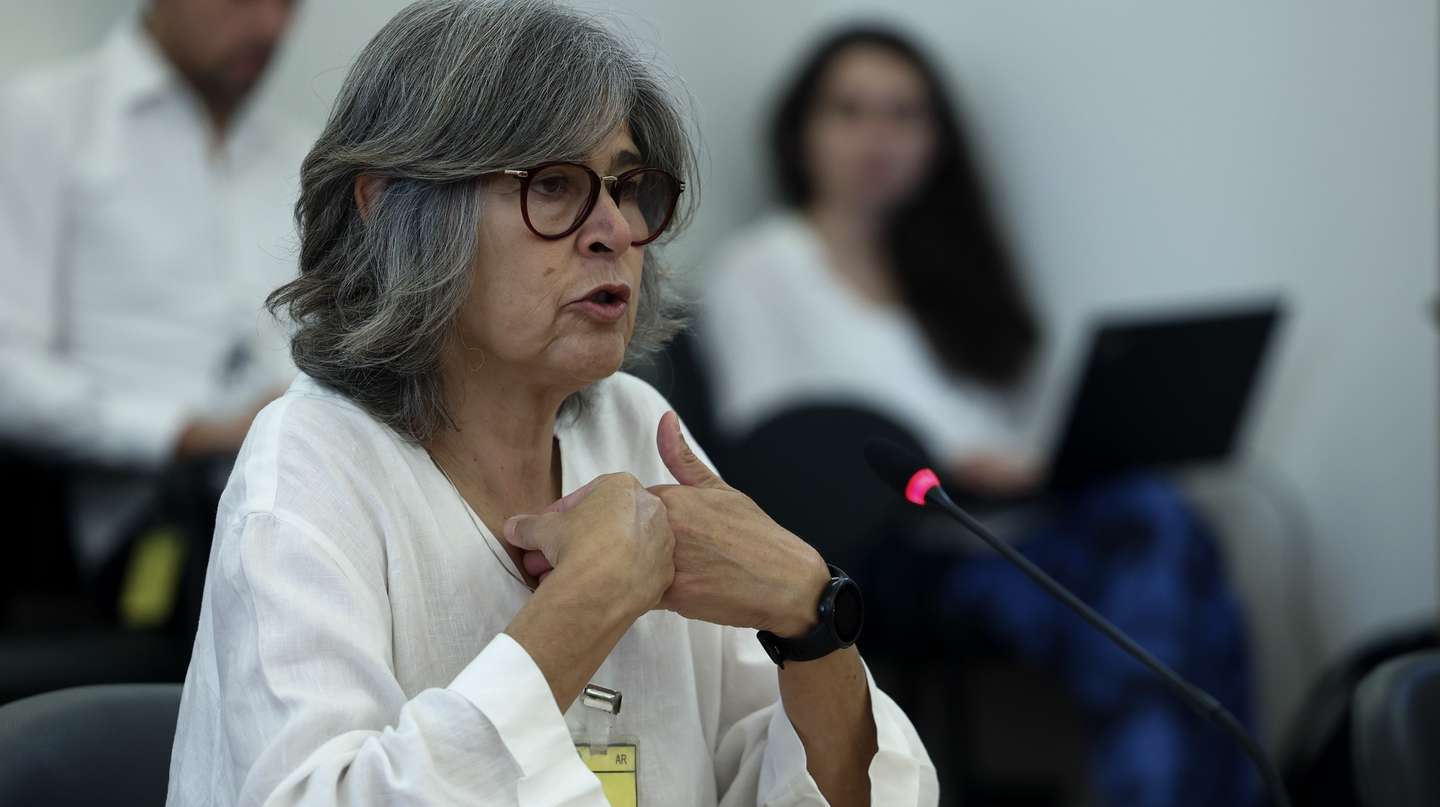 Teresa Moreno, neuropediatra que acompanhou as menores e co-autora da carta dirigida ao então diretor clínico do Centro Hospital de Santa Maria a contestar o tratamento, fala durante a sua audição perante os deputados da Comissão Parlamentar de Inquérito - Gémeas Tratadas com o Medicamento Zolgensma, na Assembleia da República, em Lisboa, 11 de outubro de 2024. Em causa o processo, que tem como arguidos o ex-secretário de Estado da Saúde, Lacerda Sales, e Nuno Rebelo de Sousa, filho do Presidente da República, está o tratamento hospitalar das duas crianças luso-brasileiras que receberam o medicamento Zolgensma. ANTÓNIO COTRIM/LUSA