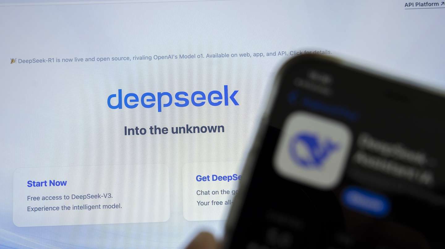 epa11858488 The logo of Chinese startup DeepSeek on a computer screen, in Geneva, Switzerland, 28 January 2025. Shares in major tech firms plummeted following the growing popularity of Deepseek, a Chinese artificial intelligence (AI) app that offers comparable performance at a fraction of the cost of its rivals.  EPA/SALVATORE DI NOLFI