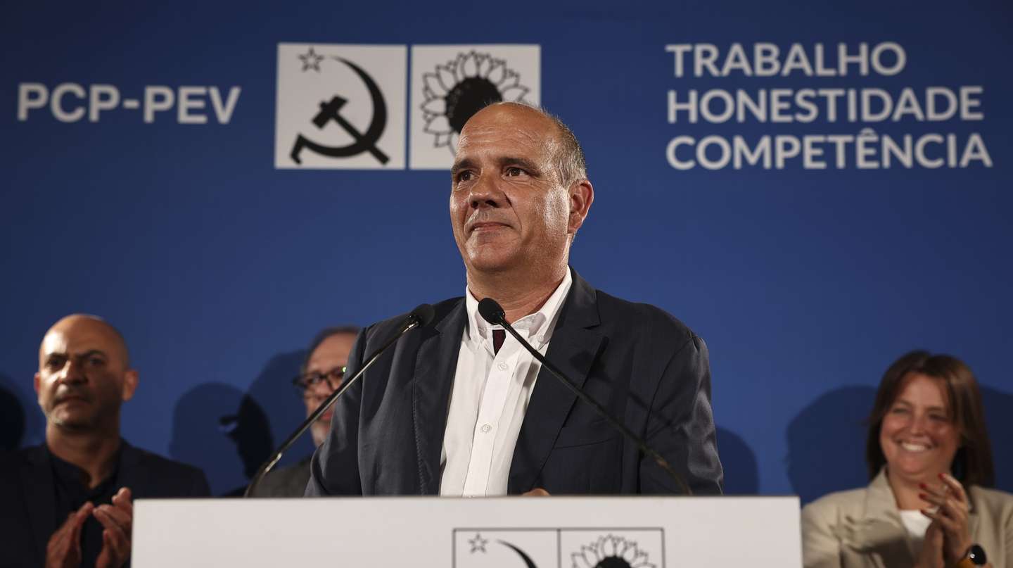 The leader of the United Democratic Coalition (CDU) and secretary-general of the Portuguese Communist Party (PCP) Paulo Raimundo speaks to supporters on the election night of the legislative elections 2025 at coalition campaign headquarters in Lisbon, Portugal, 18 May 2025. More than 10.8 million voters living in Portugal and abroad will be asked to vote in these early parliamentary elections on 18 May and choose from among the 21 competing political forces the party they believe should form the next government and elect the 230 seats of the Assembly of the Republic for the next legislature. ANTONIO COTRIM/LUSA