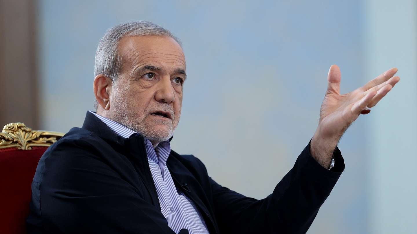epa12335124 A handout picture made available by the Iranian presidential office official on 29 August 2025, shows Iranian president Masoud Pezeshkian during a recorded TV interview in Tehran, Iran. Pezeshkian commented against the reimposition of sanctions. In a joint statement on 28 August 2025, France, Germany, and the United Kingdom announced they have begun the process of restoring UN sanctions on Iran over its nuclear program. The move will trigger a 'snapback' mechanism that could lead to the re-imposition of sanctions within 30 days.  EPA/HANDOUT HANDOUT HANDOUT/EDITORIAL USE ONLY/NO SALESHANDOUT EDITORIAL USE ONLY/NO SALES