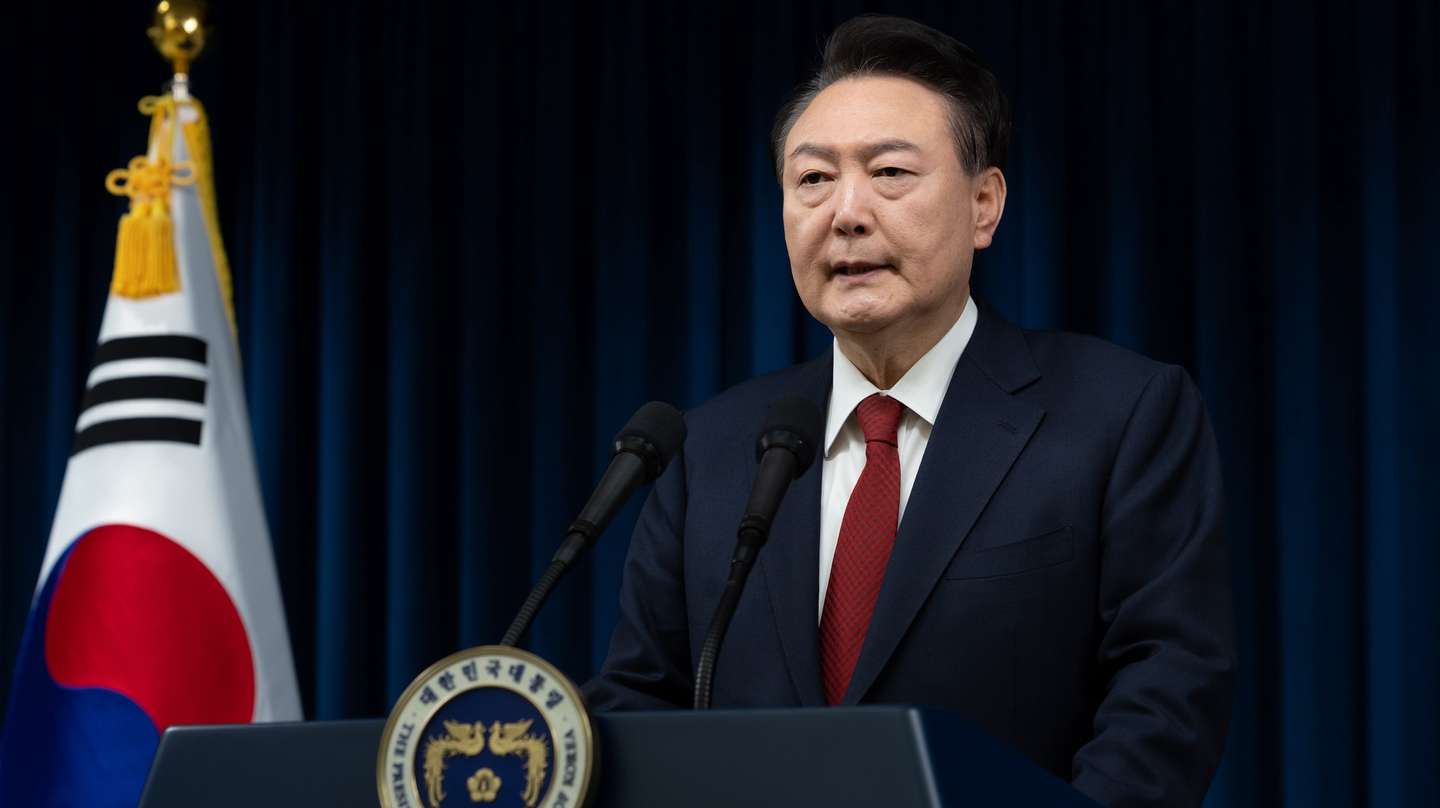 epa11761476 A handout photo made available by the South Korean Presidential Office shows President Yoon Suk Yeol addressing the nation at the Presidential office in Seoul, South Korea, 07 December 2024. Yoon Suk Yeol apologised to the nation in a short televised address ahead of a vote on his impeachment in the National Assembly on 07 December. He faces an impeachment motion from opposition lawmakers after he declared and then reversed martial law, citing the need to root out pro-North Korean forces and uphold the constitutional order.  EPA/South Korean Presidential Office HANDOUT, EDITORIAL USE ONLY, NO SALESHANDOUT EDITORIAL USE ONLY/NO SALES