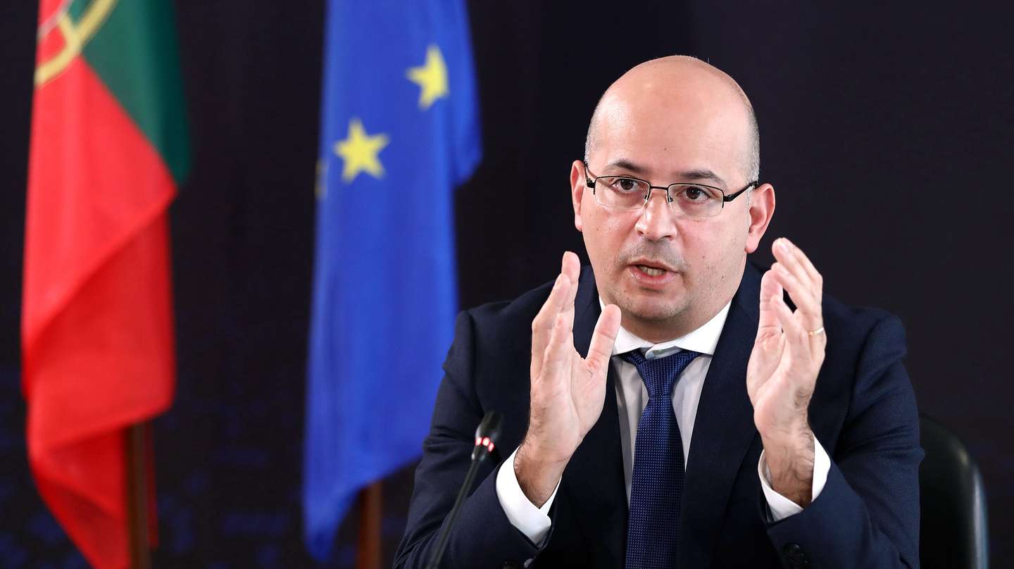 Portuguese Minister of State for Finance Joao Leao attends to a virtual press visit included in the official program of the Portuguese Presidency of the Council of the European Union in Lisbon, Portugal, 08 January 2021. During the first half of this year, Portugal will have its fourth presidency after 1992, 2000 and 2007. ANTONIO PEDRO SANTOS/LUSA