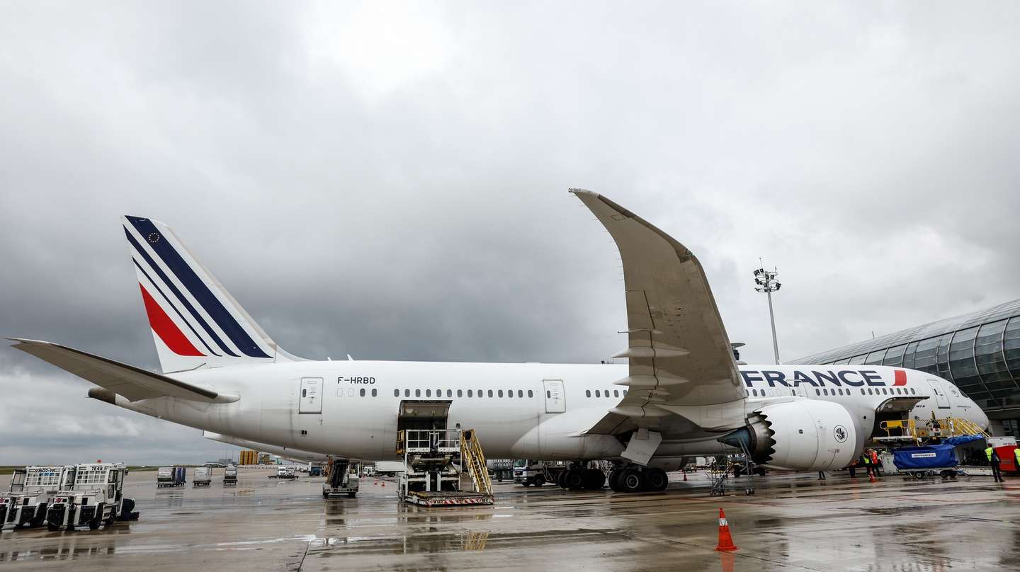 epa11594673 The Air France plane carrying the Argentine Paralympics delegation is parked at the gate before the departure to Buenos Aires at the Charles de Gaulle airport north of Paris, Roissy-en-France, France 09 September 2024. The Paris 2024 Paralympic Games ended on 08 September 2024.  EPA/MOHAMMED BADRA