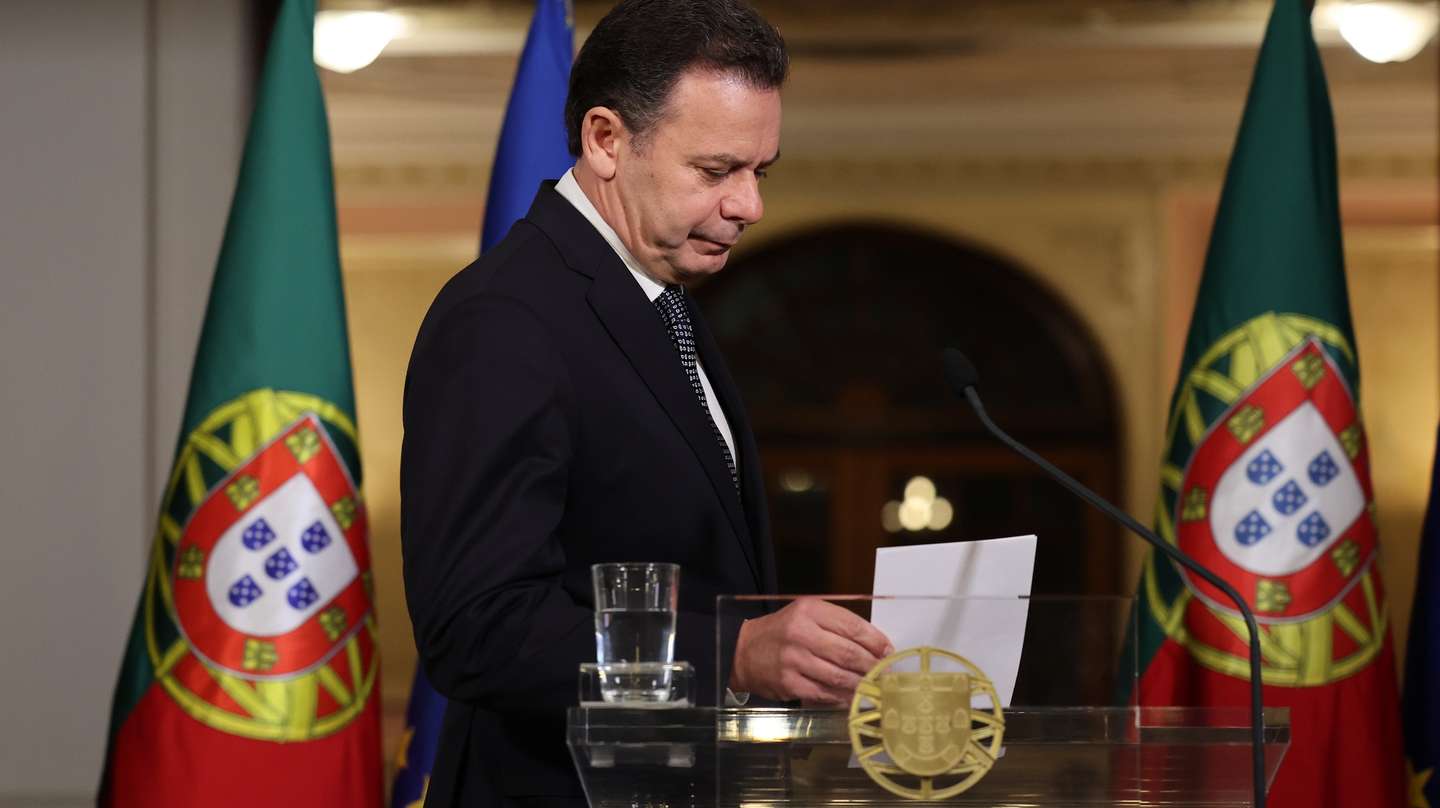 Prime Minister, Luis Montenegro, talks to the press after the end of the second round of the Portuguese presidential elections won by the candidate Antonio Jose Seguro, Porto, Portugal, 8th February 2026. More than 11 million voters were called upon to choose the new President of the Republic, in an election that pitted Antonio Jose Seguro against Andre Ventura, the two candidates who received the most votes on 18 January. ESTELA SILVA/LUSA