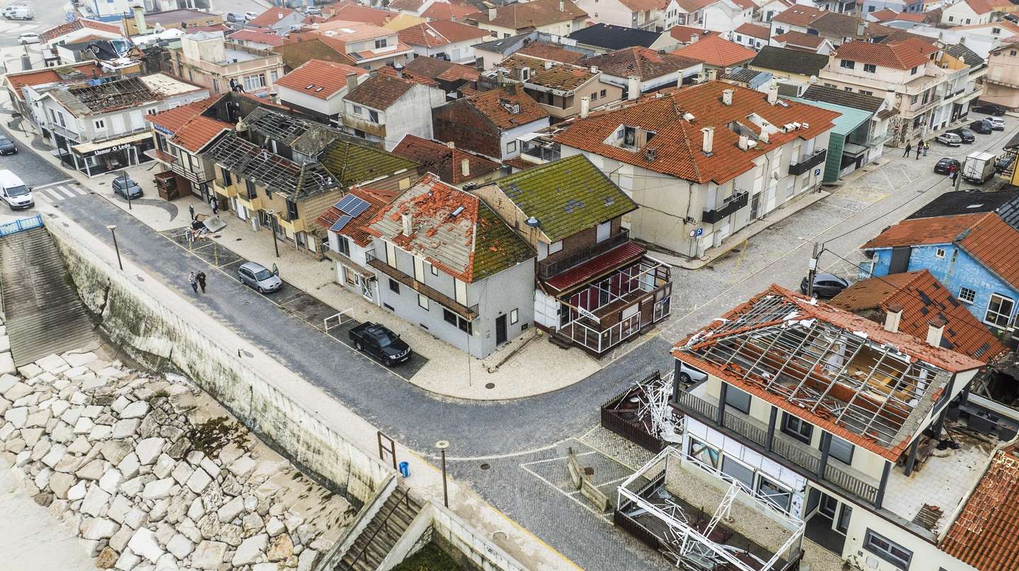Aerial view of the damage caused by Storm Kristin at Praia da Vieira, 4 February 2026. The Leiria region was one of the areas most affected by Storm Kristin. PEDRO CASTANHEIRA E CUNHA/LUSA