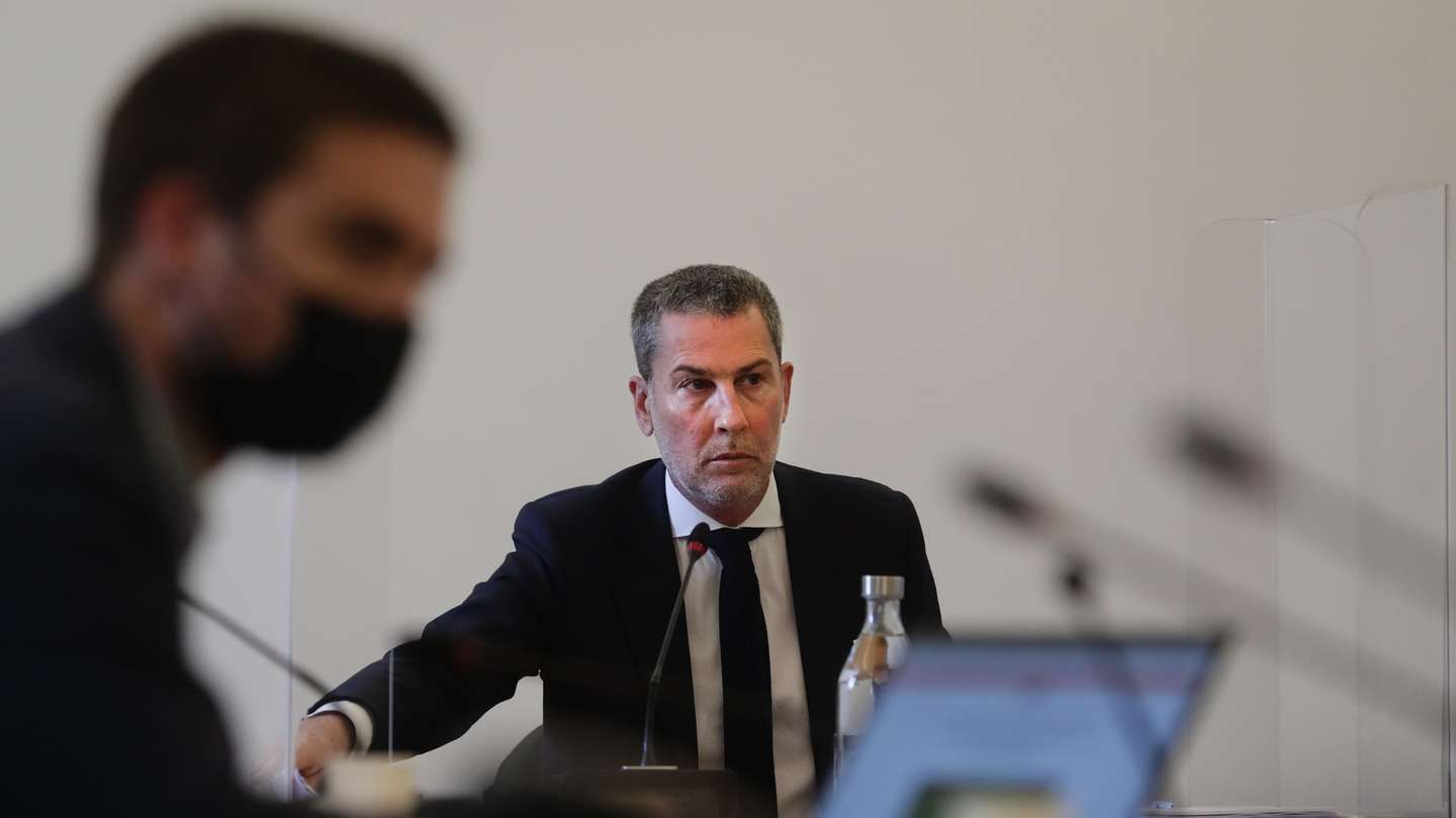 O presidente do conselho de administração da C2 CAPITAL PARTNERS, Nuno Gaioso Ribeiro, fala perante a Comissão Eventual de Inquérito Parlamentar às perdas registadas pelo Novo Banco e imputadas ao Fundo de Resolução, na Assembleia da República em Lisboa, 27 de abril de 2021. TIAGO PETINGA/LUSA