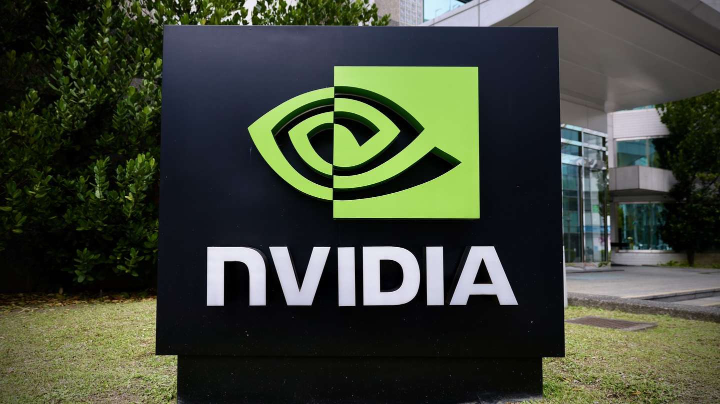 epa11174322 The logo of NVIDIA outside their office in Taipei, Taiwan, 23 February 2024. Nvidia's (NVDA) stock soared on 22 February after the company announced better-than-expected Q4 earnings and revenue, attributing the success to robust sales of data center graphics chips.  EPA/RITCHIE B. TONGO