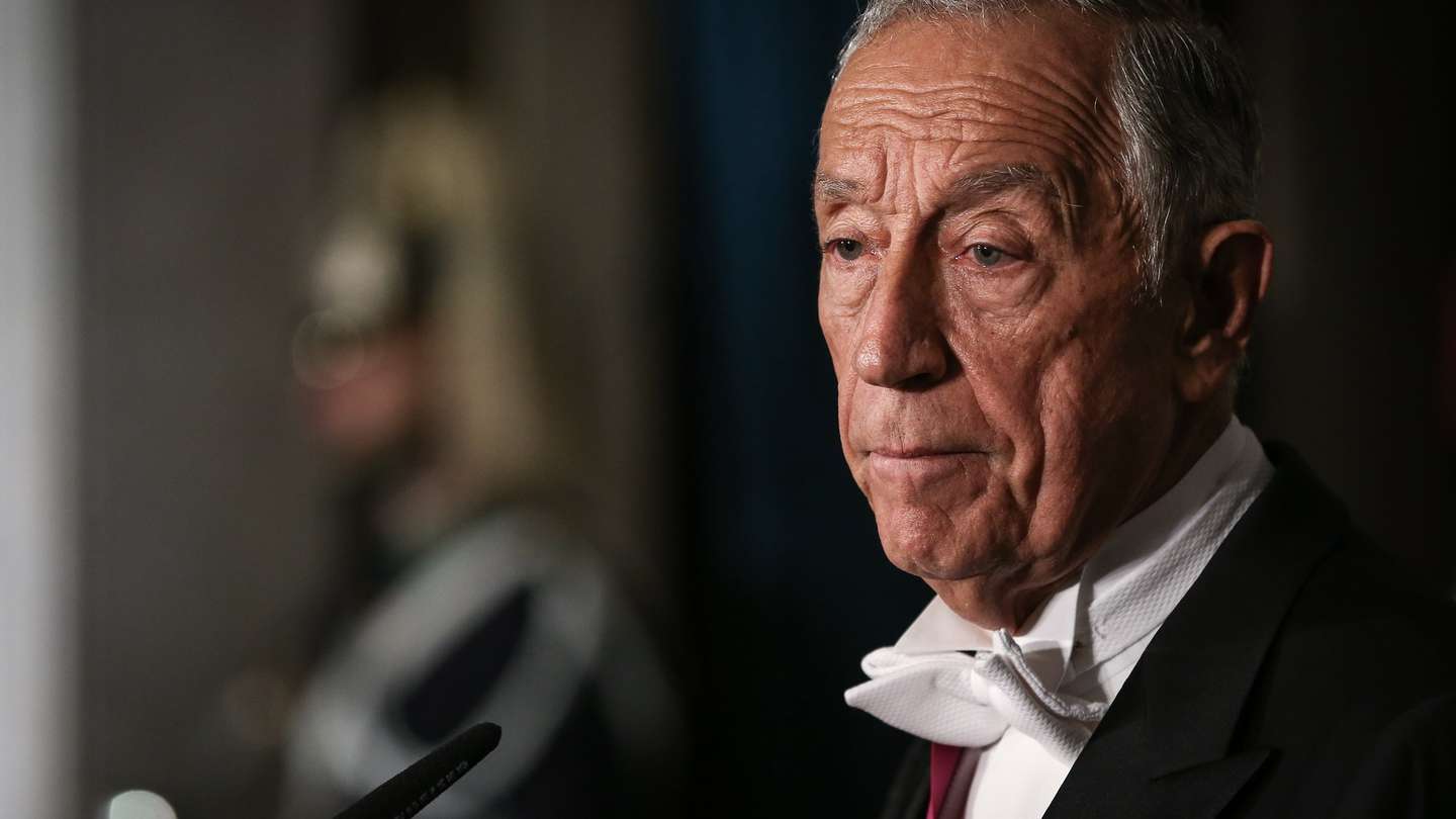 O Presidente da República, Marcelo Rebelo de Sousa, discursa durante a cerimónia de apresentação de cumprimentos de Ano Novo pelo Corpo Diplomático acreditado em Portugal, no Palácio da Ajuda, em Lisboa, 12 de janeiro de 2023. RODRIGO ANTUNES/LUSA