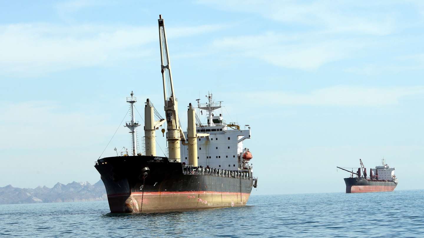 epa12835635 (FILE) - Cargo ships are seen in the Persian Gulf near Qeshm Island in Hormozgan province, Iran, 23 December 2011 (reissued 20 March 2026). 70% of the maritime shipping in the Strait of Hormuz has declined since tensions in the Persian Gulf Region increased on 28 February 2026. According to the International Food Policy Research Institute IFPRI, a prolonged closure of the Strait of Hormuz could affect fertilizers and food production costs, with 30% of global fertilizer passing through the Strait.  EPA/ABEDIN TAHERKENAREH *** Local Caption *** 50153297