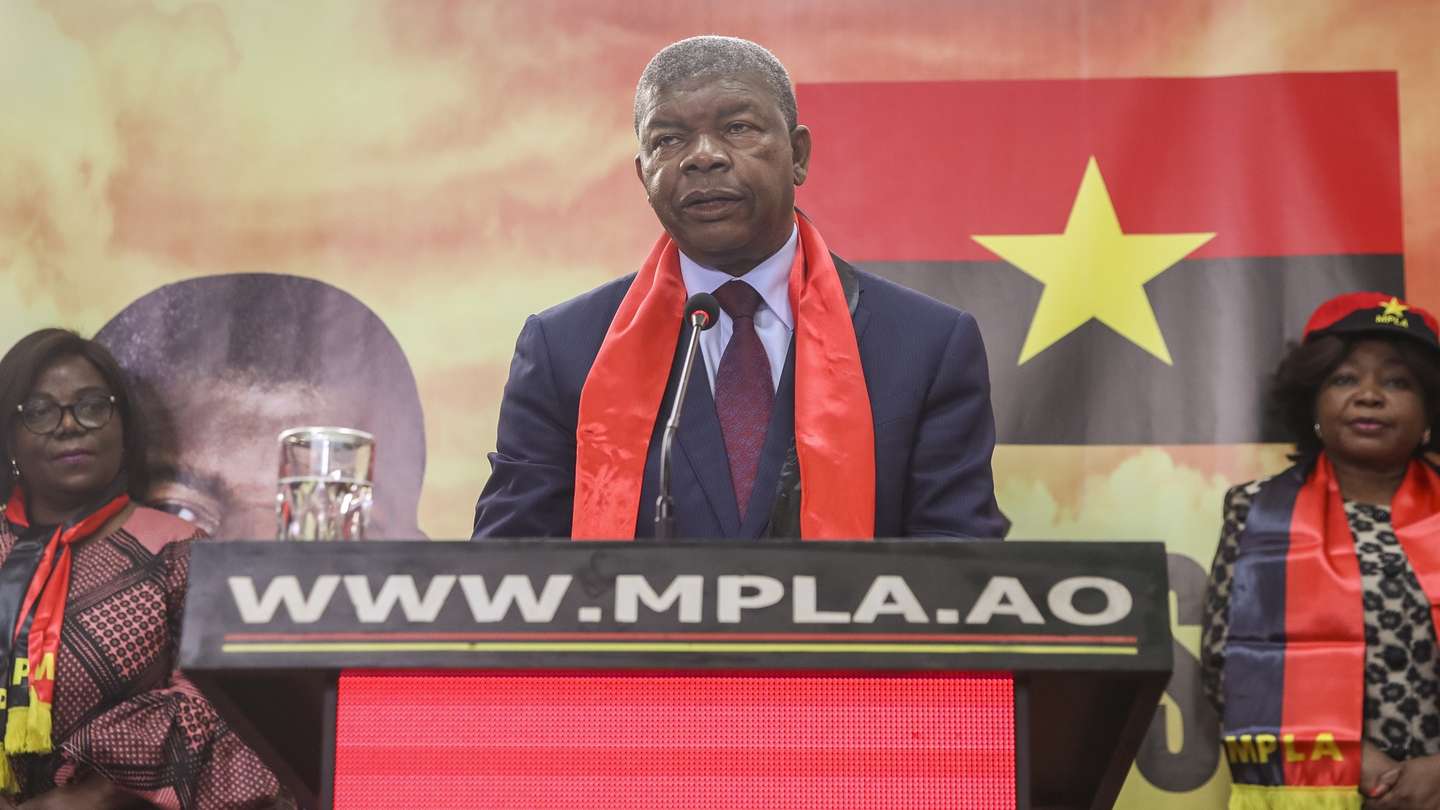 Presidential candidate of People's Movement for the Liberation of Angola - Labour Party (MPLA) Joao Lourenco attends a press conference to react to the final election results presented by the National Election Commission (CNE), at MPLA headquarters in Luanda, Angola, 29 August 2022. PAULO NOVAIS/LUSA