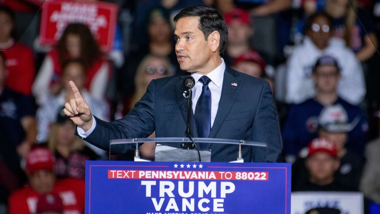 epa11691558 Senator Marco Rubio speaks to supporters during Republican Presidential Candidate Donald J. Trump's rally in Allentown, Pennsylvania, USA, 29 October 2024, emphasizing the importance of voter turnout in the upcoming election. Trump is running against Democratic US Vice President Kamala Harris in the presidential election on 05 November 2024.  EPA/DAVID MUSE
