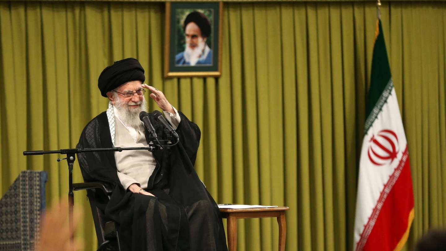 epa11696975 A handout photo made available by the Iranian Supreme Leader office shows Iranian Supreme Leader Ayatollah Ali Khamenei greeting the crowd during a meeting with Iranian students in Tehran, Iran, 02 November 2024. Khamenei said that the US and Israel will definitely receive a harsh response following Israel's strike on Iran in October.  EPA/HANDOUT HANDOUT HANDOUT EDITORIAL USE ONLY/NO SALES