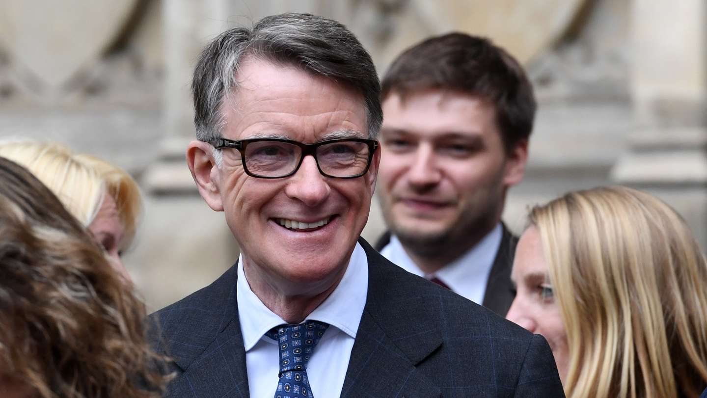 epa07660428 Labour politician Peter Mandelson leaves after a service of thanksgiving for the life and work of former Cabinet Secretary Lord Heywood in the Westminster Abbey in central London, Britain, 20 June 2019. Jeremy Heywood served as British Cabinet Secretary from 01 January 2012, and Head of the Home Civil Service from September 2014, until stepping down in October 2018.  EPA/FACUNDO ARRIZABALAGA