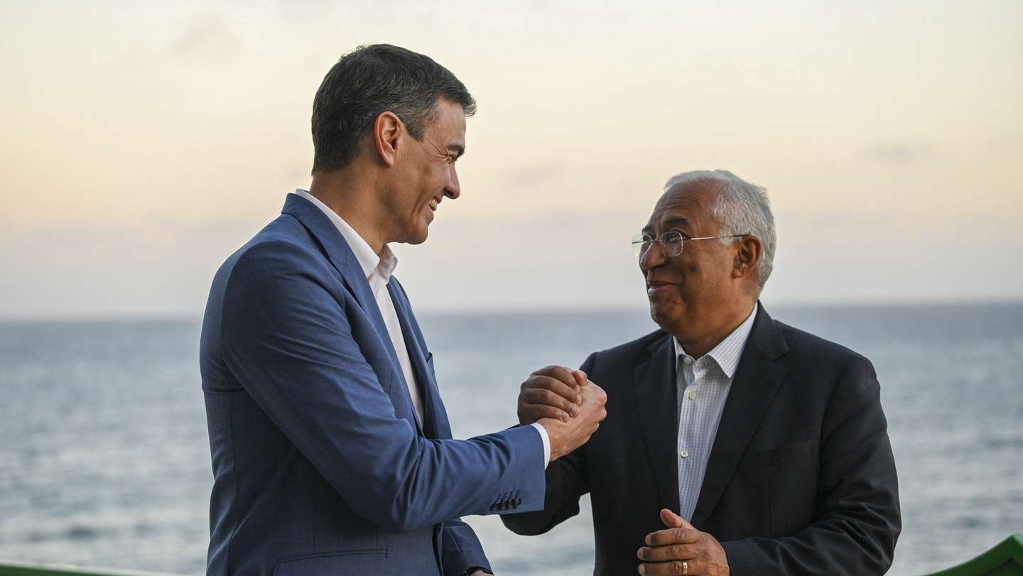 Spanish Primer Minister Pedro Sanchez (L) and Portuguese counterpart Antonio Costa (R) as they honor the late Portuguese writer during the centenary of his birth, in Tias, Lanzarote, Canary Islands, Spain, 14 March 2023. Costa is in Spain to attend the Spanish-Portuguese summit to be held in Lanzarote island on 15 March 2023. EFE/POOL/ Moncloa/Borja Puig de la Bellacasa